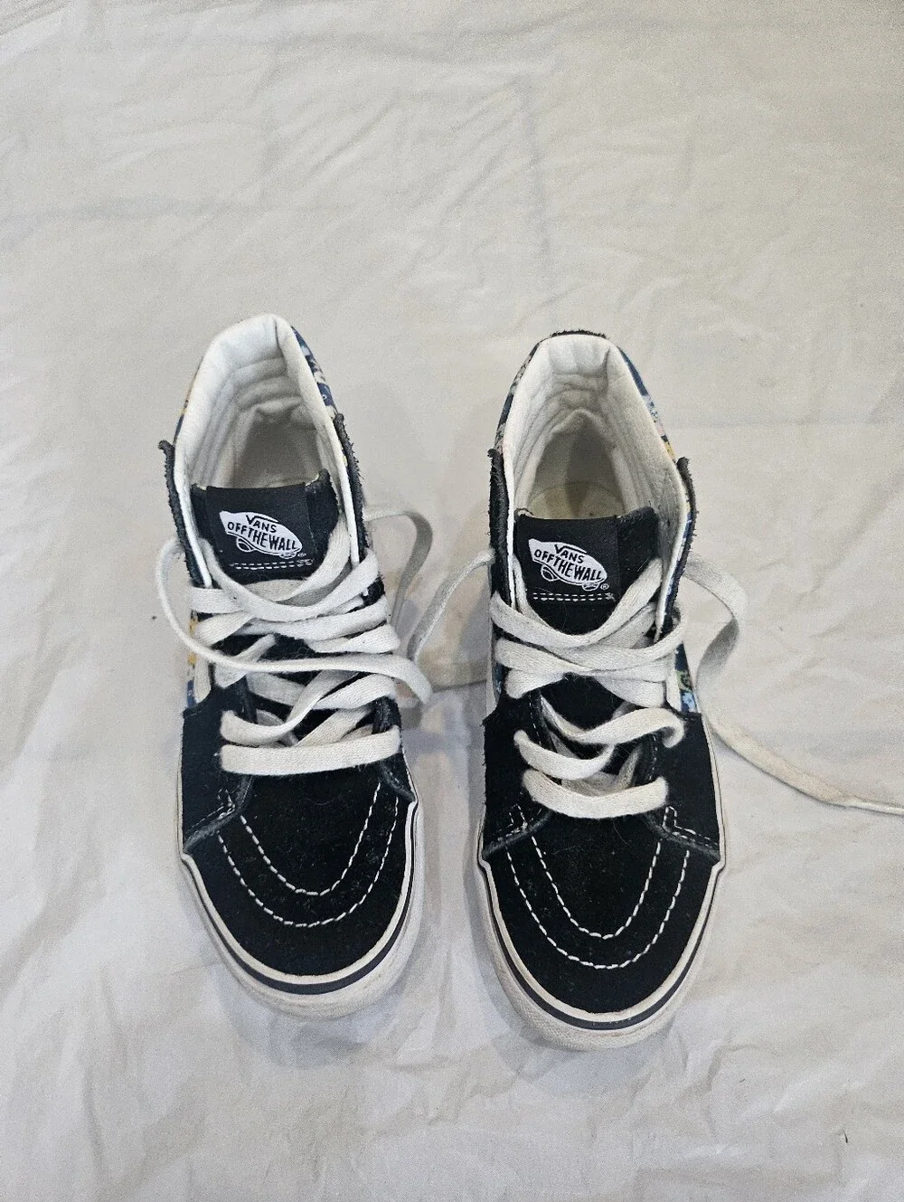 Vans Sk8-Hi Black Floral Ditsy Patchwork High Top Sneakers Shoes Youth Kids Sz 2